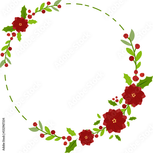 christmas poinsettia flower minimal wreath