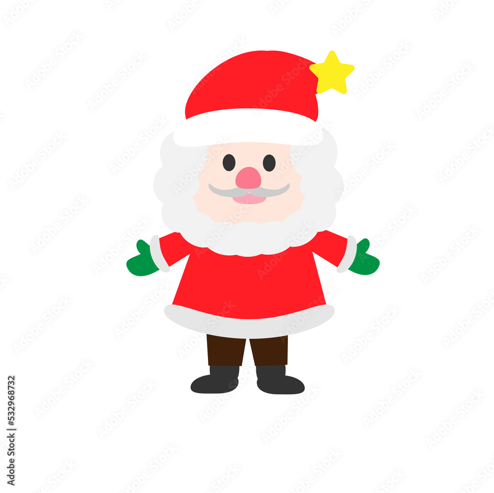 cartoon santa claus and christmas tree decorations with gifts winter holiday design elements isolated white cartoon santa claus and christmas tree decorations with gifts winter holiday design elements isolated white