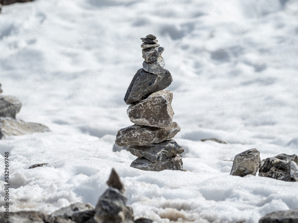 stones in the snow