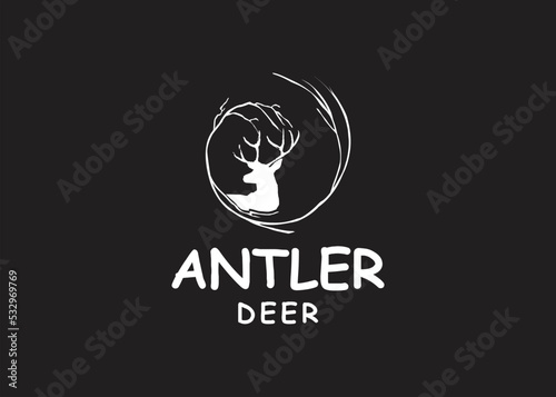 antler deer animal logo design vector illustration