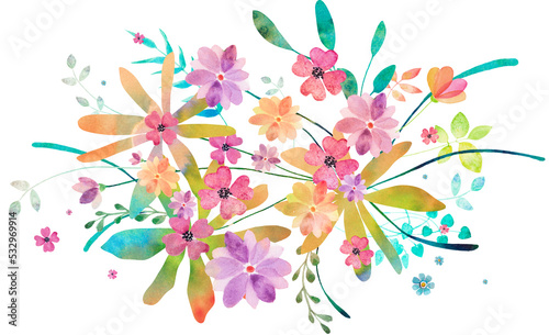 Fototapeta Naklejka Na Ścianę i Meble -  Colorful watercolor bouquet of flowers