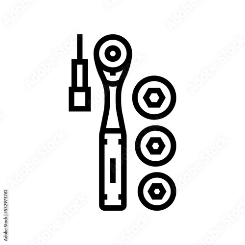 socket wrench tool line icon vector. socket wrench tool sign. isolated contour symbol black illustration