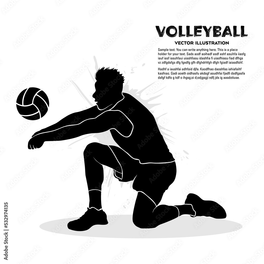 Forearm passing volleyball player silhouette. Vector illustration Stock ...