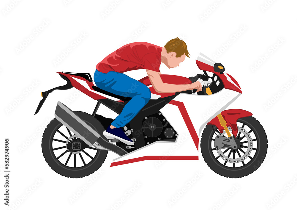 man riding motorcycle vector illustration white background man riding motorcycle vector illustration white background