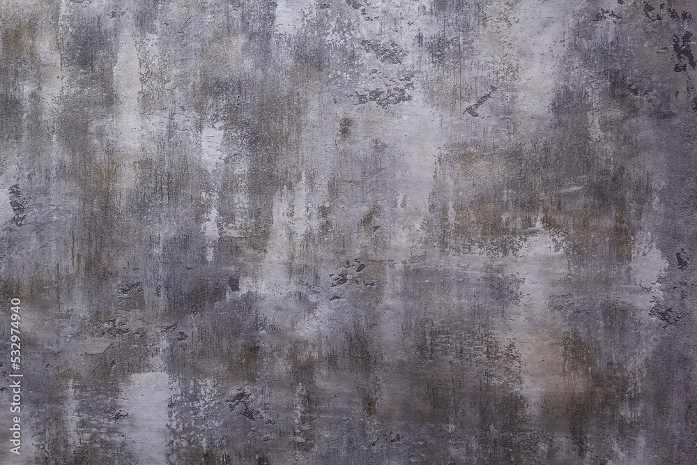 Grey painted wall background texture . Concrete or plaster surface of putty wall