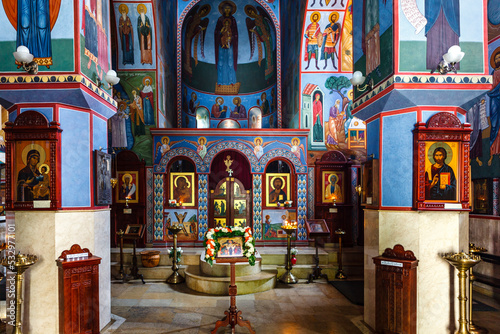 Interior of the Saint Mikheil Tvereli church in Tbilisi, Georgia, Europe © jeeweevh