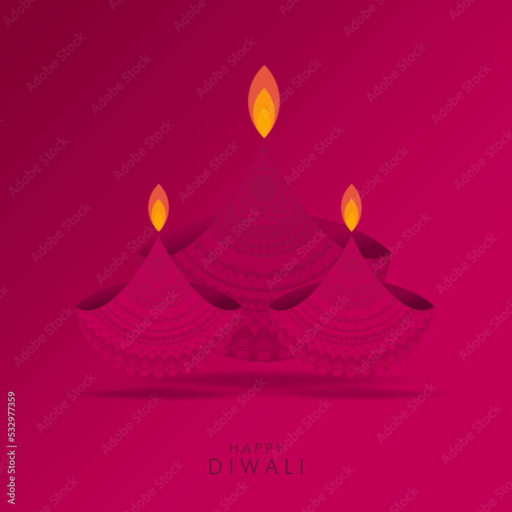 Beautiful Mandala Diya Diwali Greeting Vector Beautiful Mandala Diya Diwali Greeting Vector