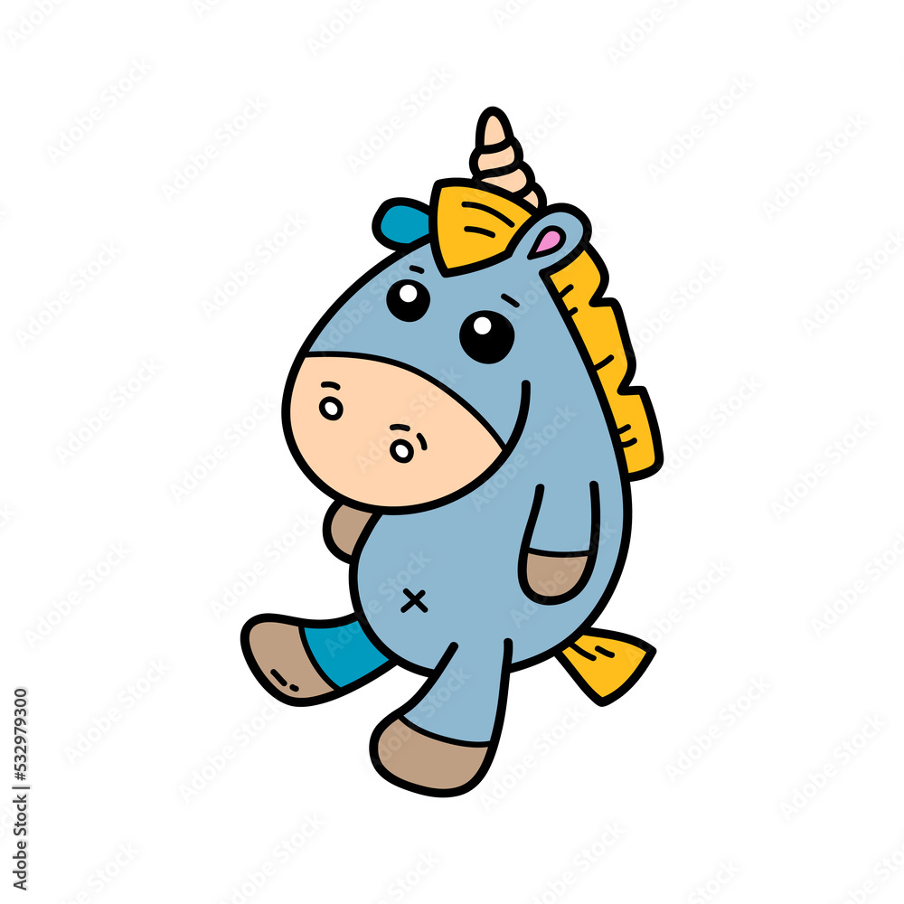 Vector icon illustration of doodle baby unicorn toy Vector icon illustration of doodle baby unicorn toy