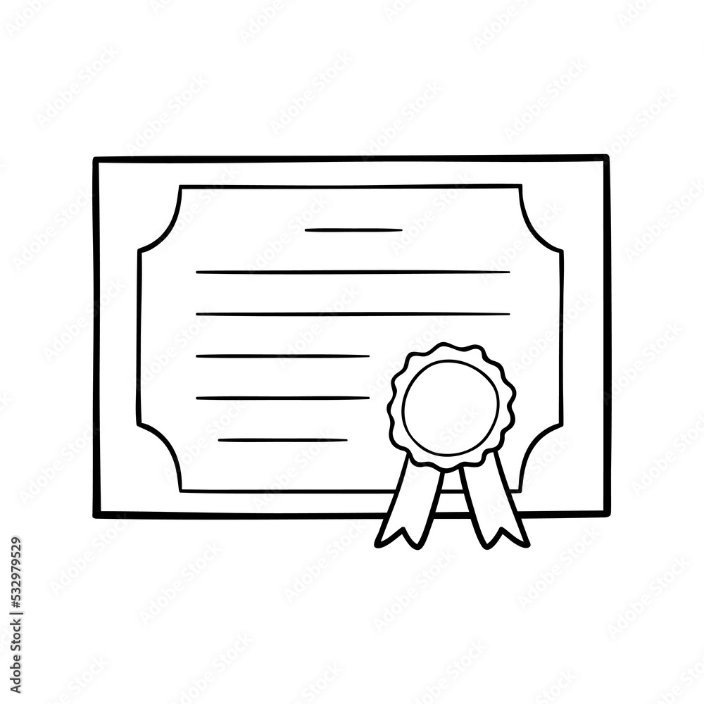 Vector illustration of outline doodle diploma for children, coloring and scrap book Vector illustration of outline doodle diploma for children, coloring and scrap book