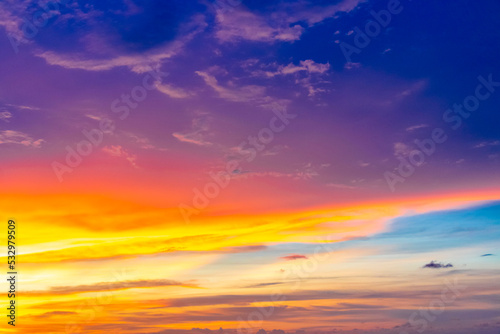 Beautiful stunning colorful and golden sunset at Phuket island Thailand. © arkadijschell