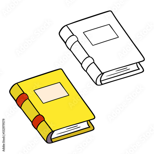 Vector illustration coloring page of cartoon book with example  for children and scrap book