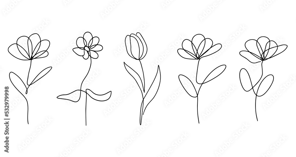 Set of monoline flowers