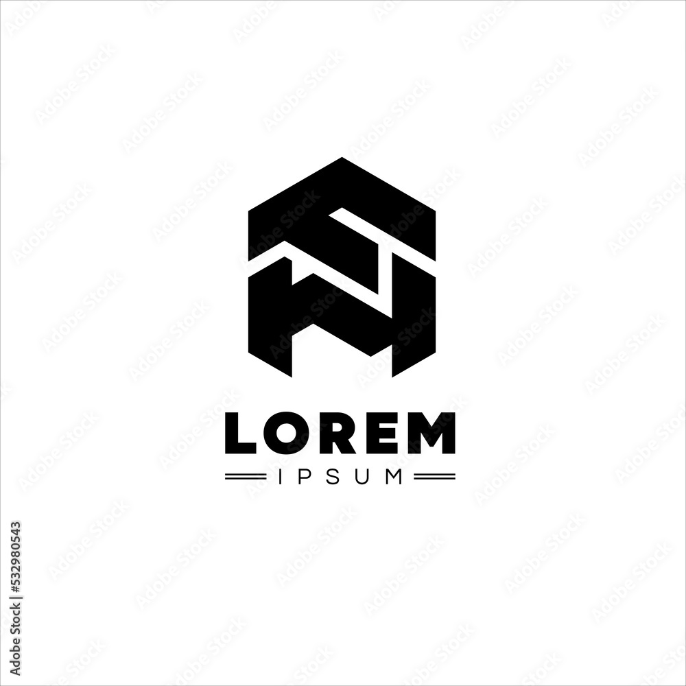 Letter F A H logo template, with abstract geometric style. Letter F A H logo template, with abstract geometric style.