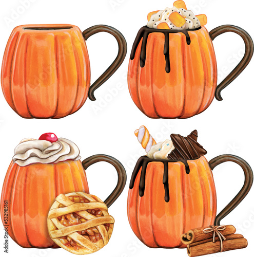 Watercolor pumpkin shaped mug for pumpkin spice