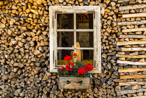 Ancient chalet on the Venetian Dolomites. Italy