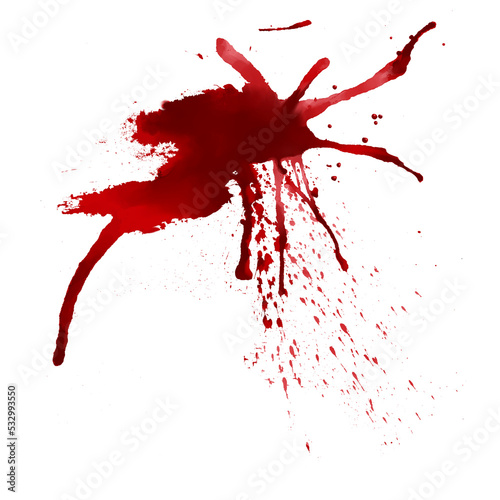 horror illustration abstract red paint splash, blood stain isolated on blank space.