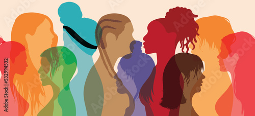 Female diversity and head face profile. Friendship. Information and communication between multi-ethnic and multi-racial women and girls.
