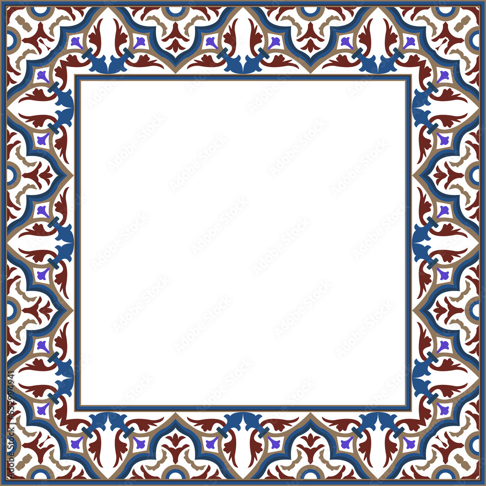 Obraz premium Vintage botanic garden retro pattern stylish square frame