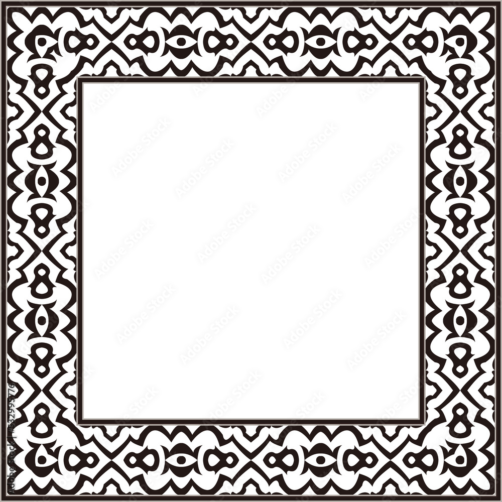 Vintage pattern stylish square frame black curve cross