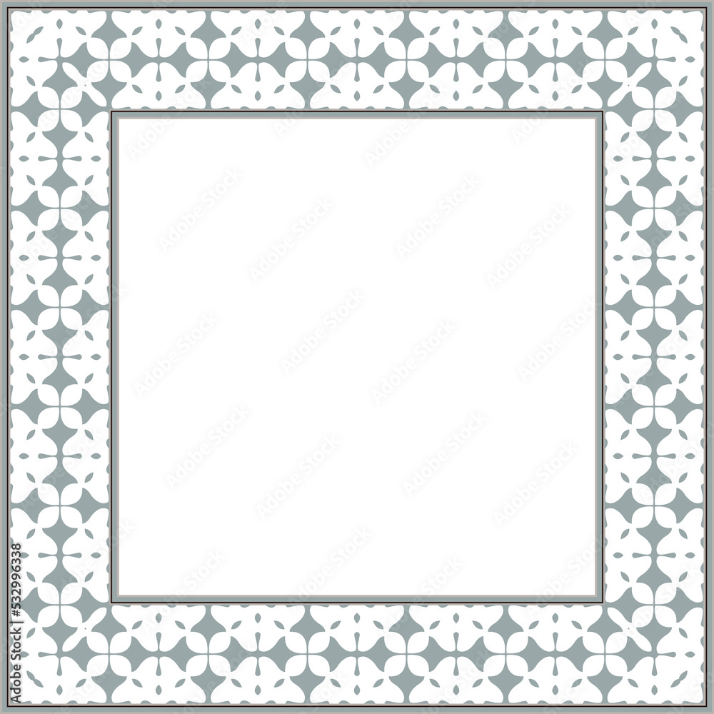 Vintage pattern stylish square frame curve cross geometry