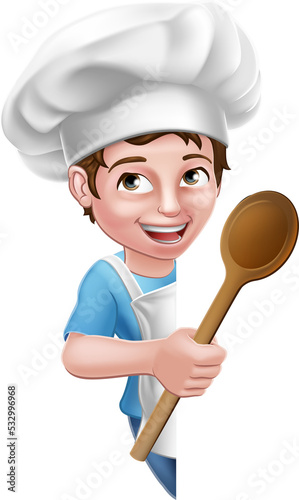 Kid Cartoon Boy Chef Cook B...