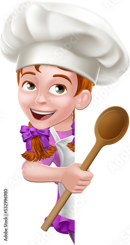 Kid Cartoon Girl Chef Cook ...