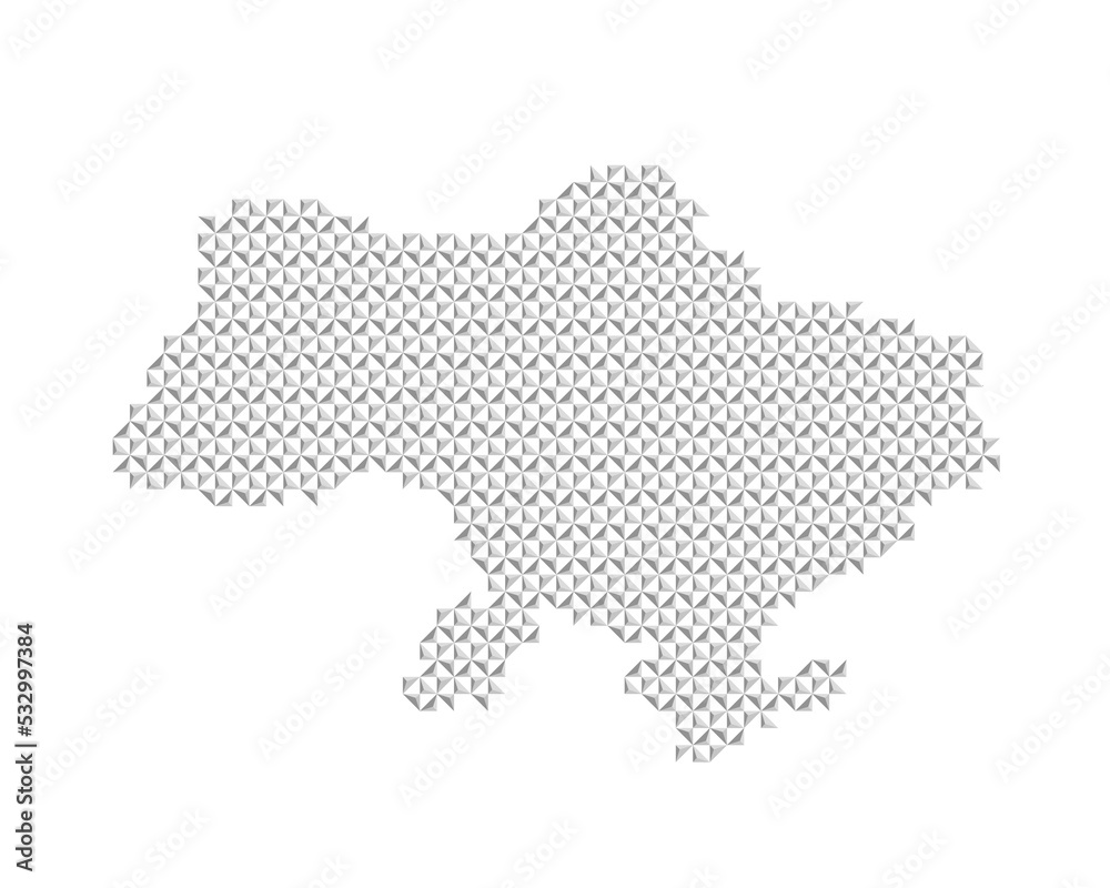 Map of Ukraine. Map of Ukraine drawn with triangles. Ukraine. Territory of Ukraine.