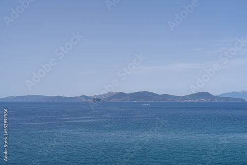 Island of Elba seen from the Piombino, Italy