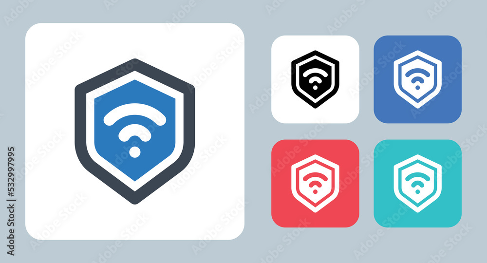 Wifi Protection icon - vector illustration . Wifi, protection, security, Access, Protect, Wireless, internet, Network, Secure , Shield, sign, symbol, flat, icons . Wifi Protection icon - vector illustration . Wifi, protection, security, Access, Protect, Wireless, internet, Network, Secure , Shield, sign, symbol, flat, icons .
