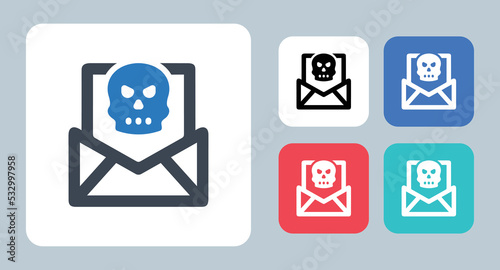 Spam Mail icon - vector illustration . Email, malware, virus, Spam, mail, Hacking, hack, Junk, Scam, Phishing, attack, sign, symbol, flat, icons .