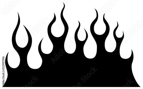 Fire flames isolated on white background. Tribal tattoo design.
