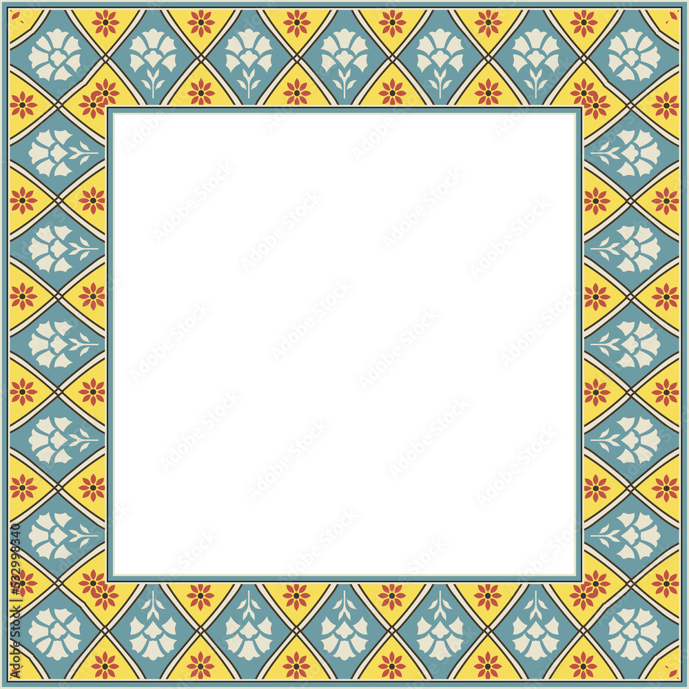 Obraz premium Vintage botanic garden retro pattern stylish square frame