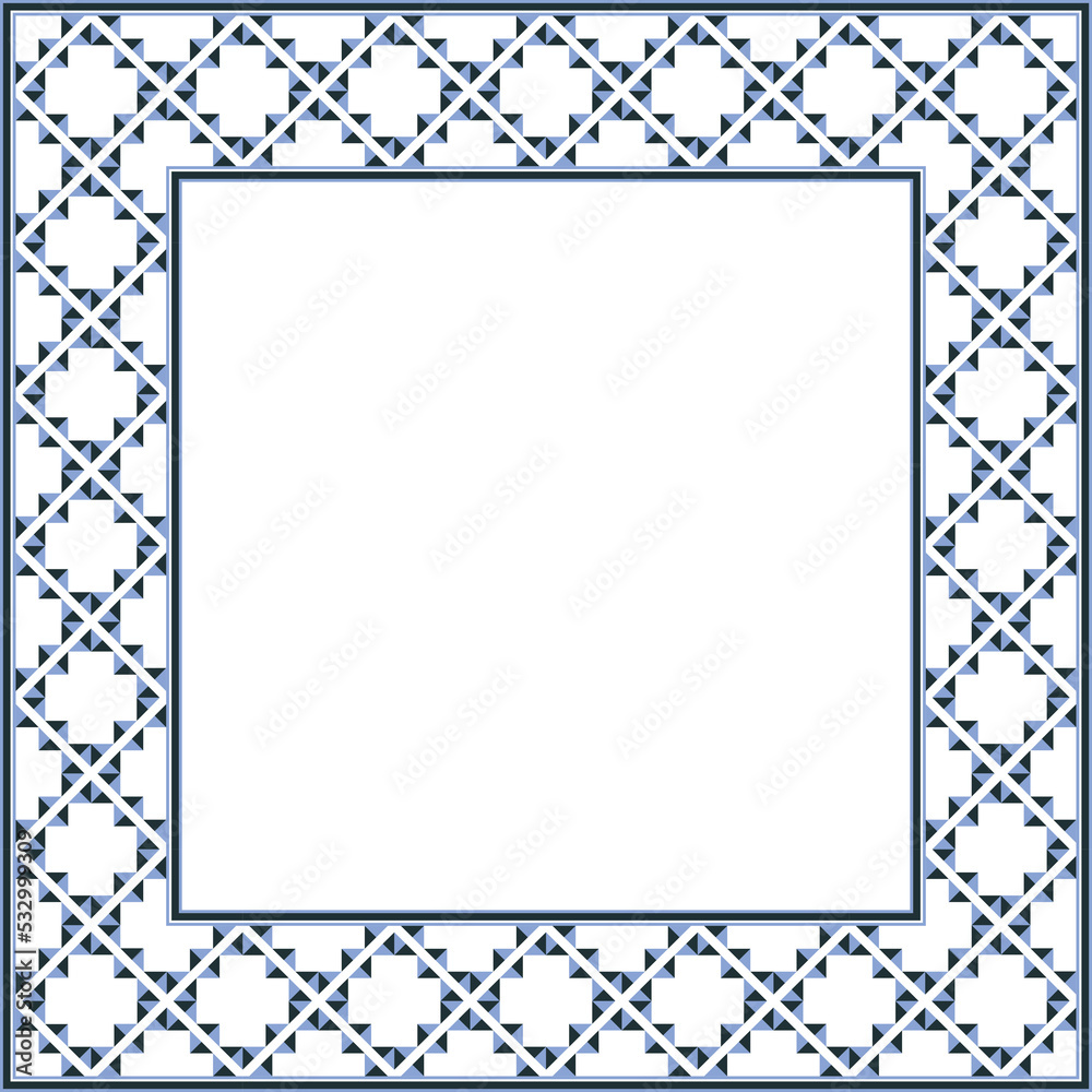 Vintage pattern stylish square frame rhombus geometry cross