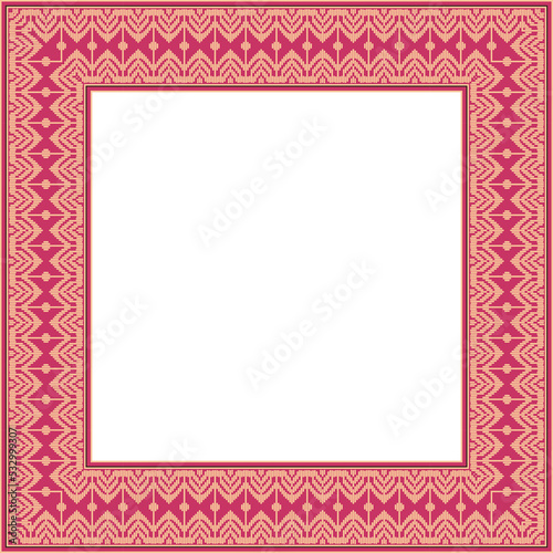 Vintage pattern stylish square frame retro stitch texture geometry cross line