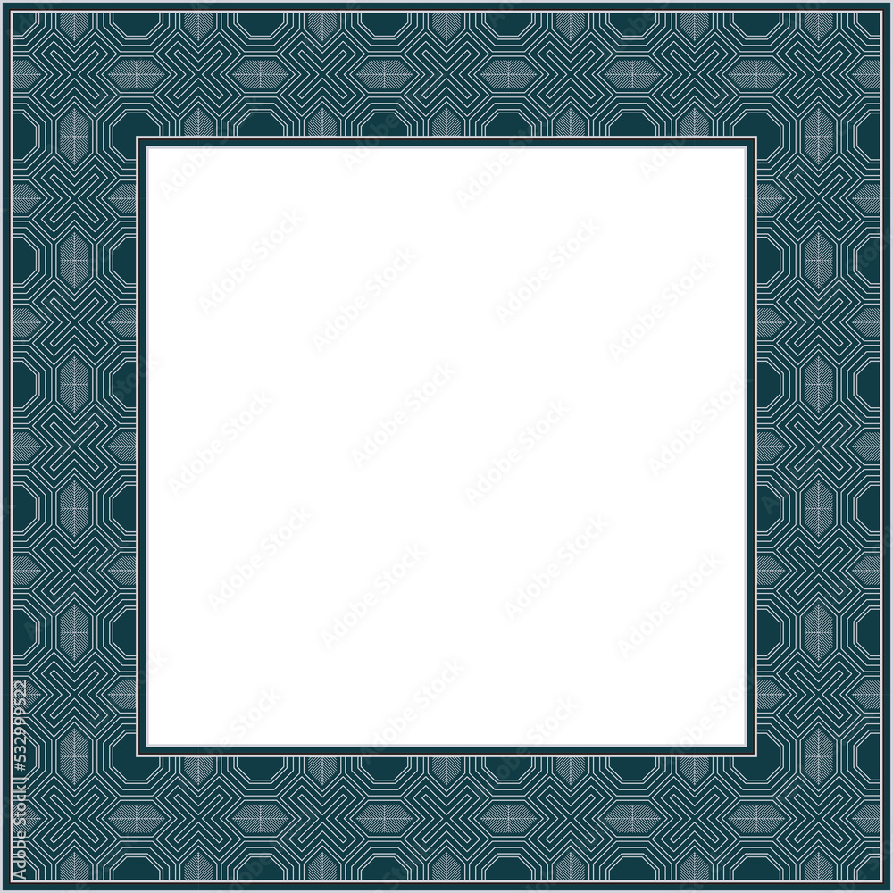 Vintage pattern stylish square frame polygon geometry cross line