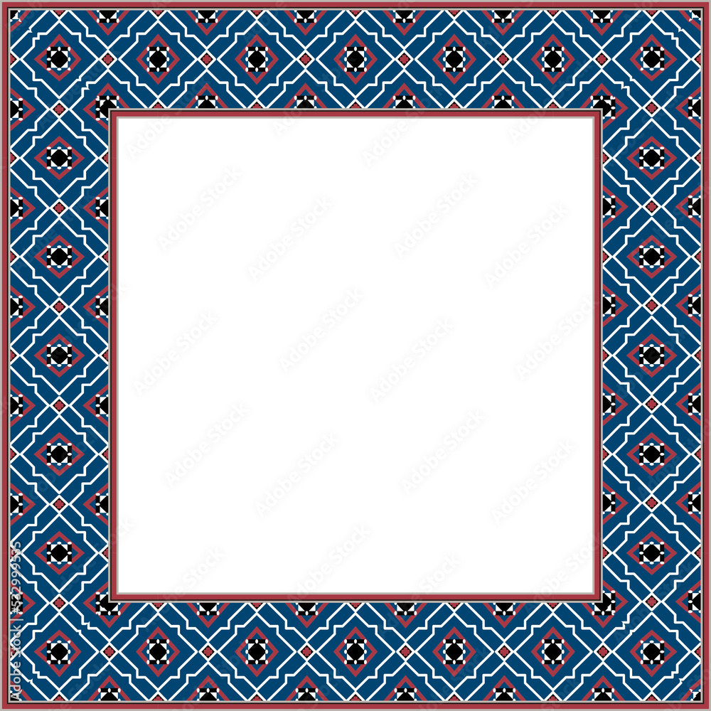Obraz premium Vintage pattern stylish square frame star geometry polygon cross line