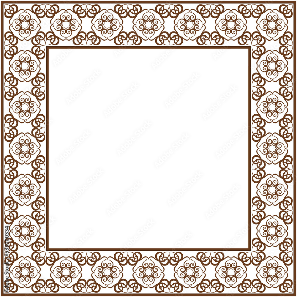 Vintage botanic garden retro plant pattern stylish square frame