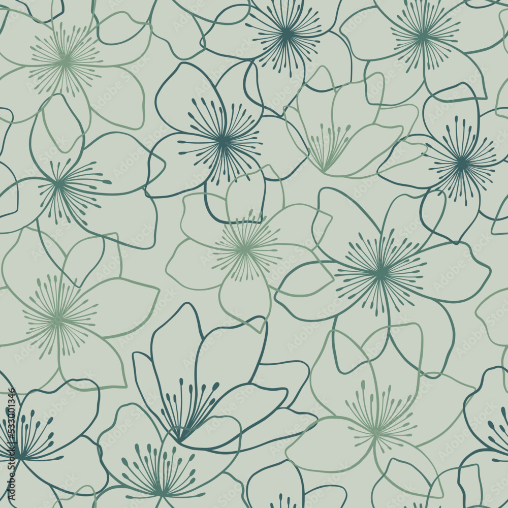 Beautiful floral seamless pattern design in hand-drawn style