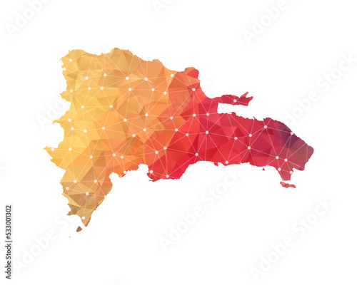 Dominican republic Map - Abstract geometric rumpled triangular low poly style gradient graphic on white background , line dots polygonal design for your . Vector illustration eps 10.
