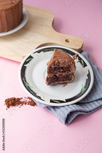 Pastel de Chocolate, fotografía de producto, rebanada de pastel