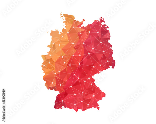 Germany Map - Abstract geometric rumpled triangular low poly style gradient graphic on white background , line dots polygonal design for your . Vector illustration eps 10.