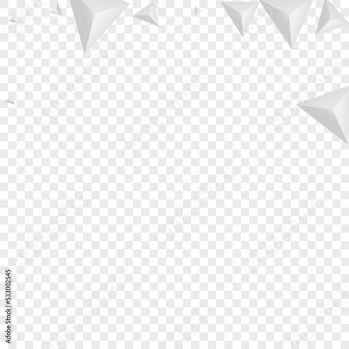 Grizzly Triangular Background Transparent Vector. Shard Clean Illustration. Gray Geometric Tile. Pyramid Isolated. Silver Triangle Template.