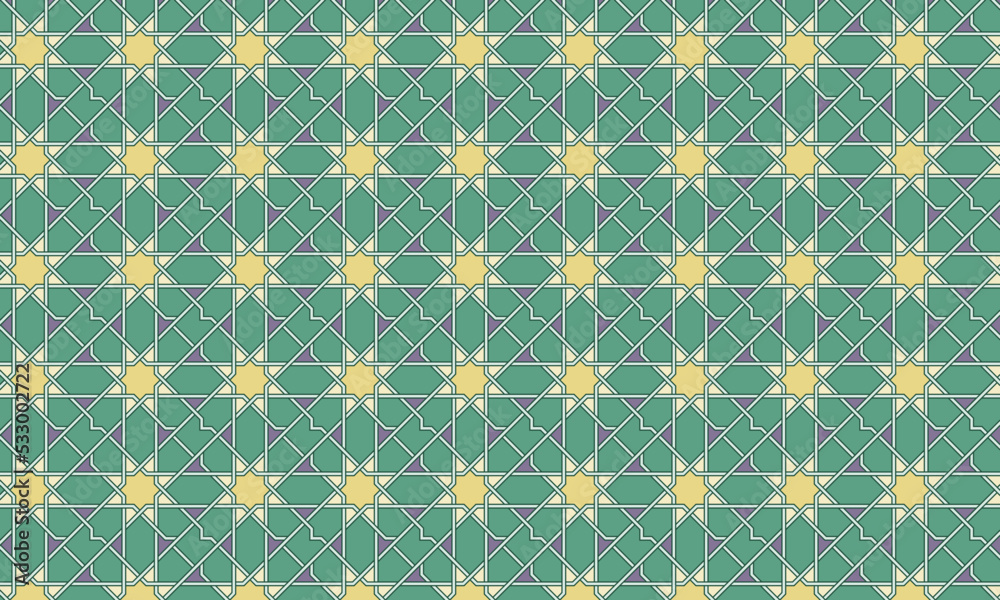 geometrical 4-fold seamless Islamic pattern geometrical 4-fold seamless Islamic pattern