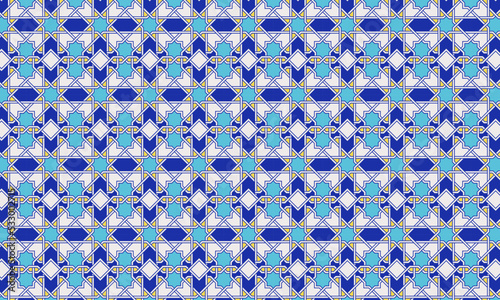 blue 4-FOLD rectangular Islamic pattern