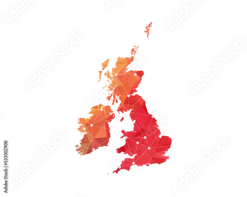 United kingdom Map - Abstract geometric rumpled triangular low poly style gradient graphic on white background , line dots polygonal design for your . Vector illustration eps 10.