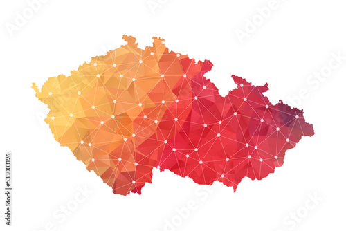 Czech Republic Map - Abstract geometric rumpled triangular low poly style gradient graphic on white background , line dots polygonal design for your . Vector illustration eps 10.