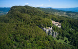 extended aerial view of the sanctuary of la verna in tuscany