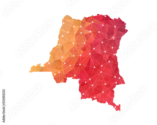 Democratic Republic of Congo Map - Abstract geometric rumpled triangular low poly style gradient graphic on white background , line dots polygonal design for your . Vector illustration eps 10.