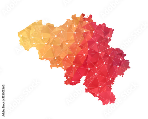 Belgium Map - Abstract geometric rumpled triangular low poly style gradient graphic on white background , line dots polygonal design for your . Vector illustration eps 10.