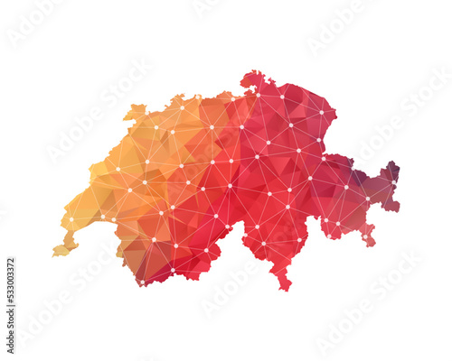 Switzerland Map - Abstract geometric rumpled triangular low poly style gradient graphic on white background , line dots polygonal design for your . Vector illustration eps 10.